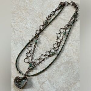 Handmade pottery and copper necklace